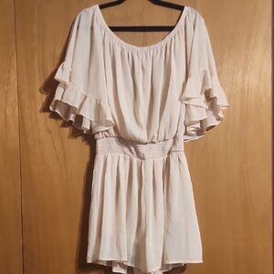 Cream Ruffle Sleeve Dress